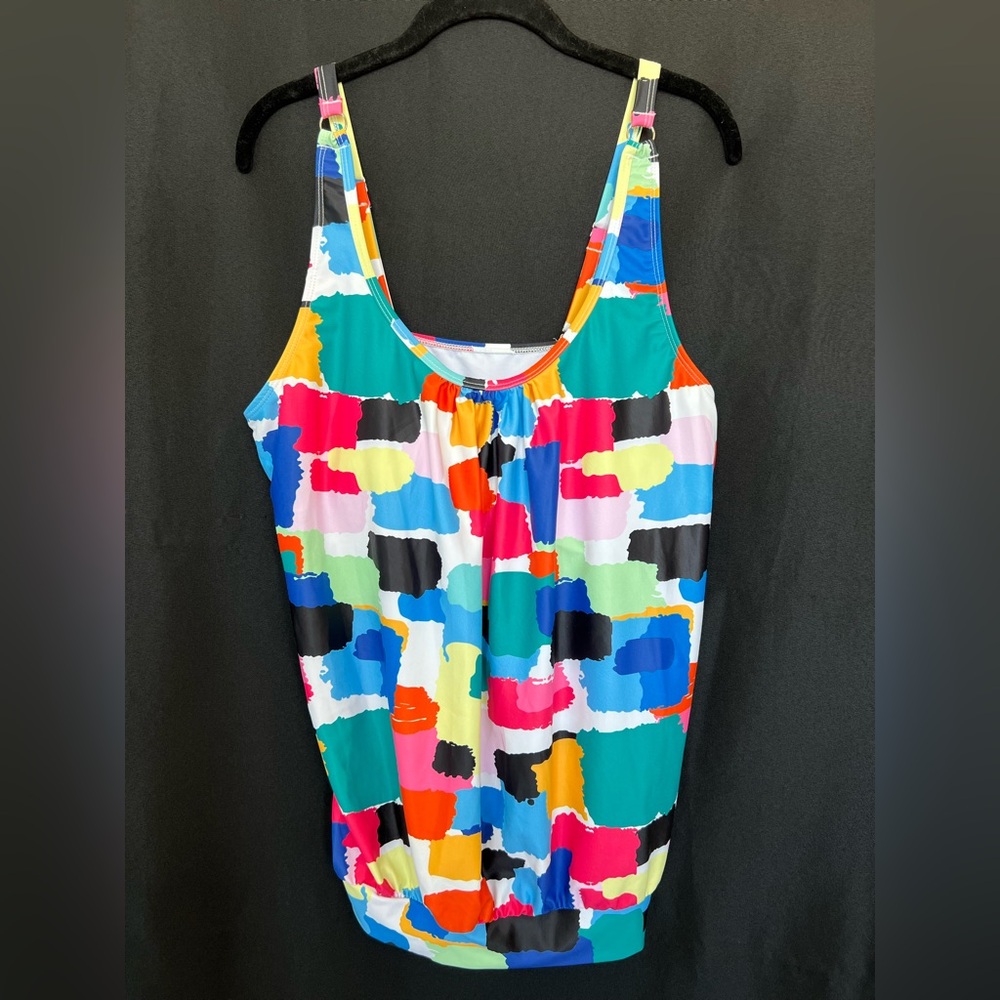 🌈 EUC Bright Multicolor Blouson Tankini Top | Women’s XL